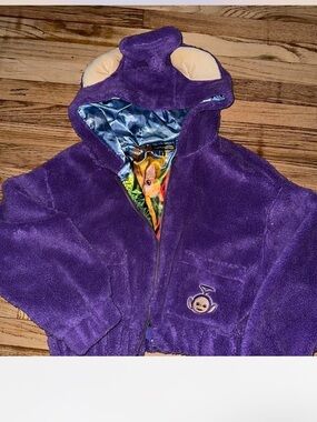 Dolls Kill teletubbies collab Tinky winky  Purple Hooded Puffer Jacke xxs nwt